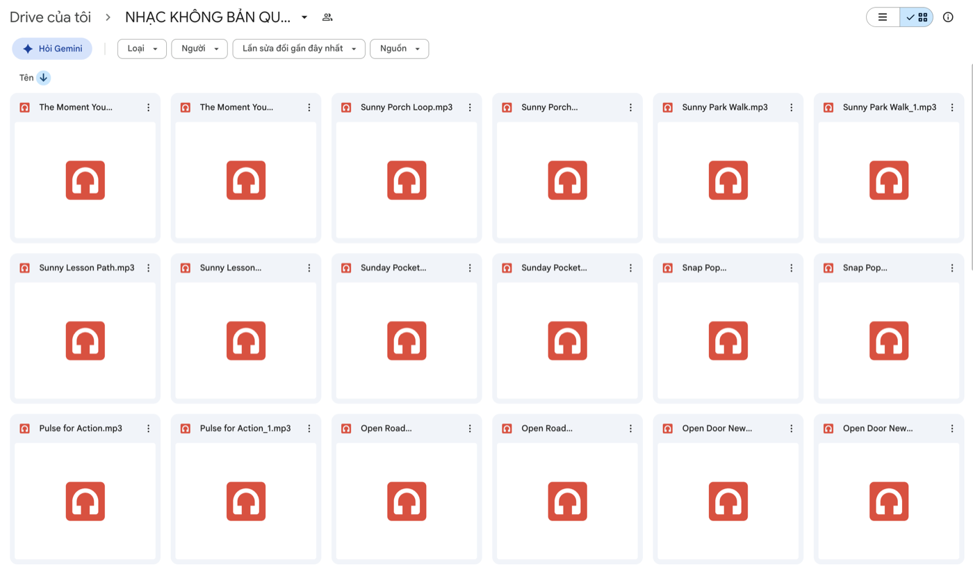 Kho nhạc không bản quyền thực tế trên Google Drive