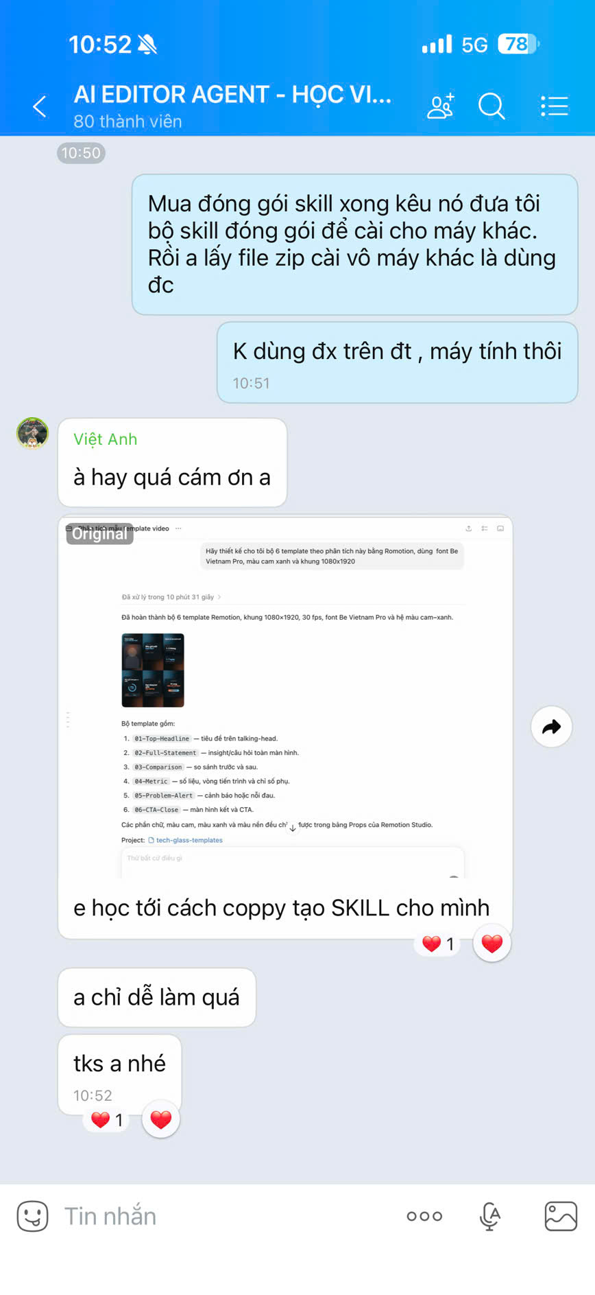 Học viên tự tạo và đóng gói Skill riêng để sử dụng trên máy khác