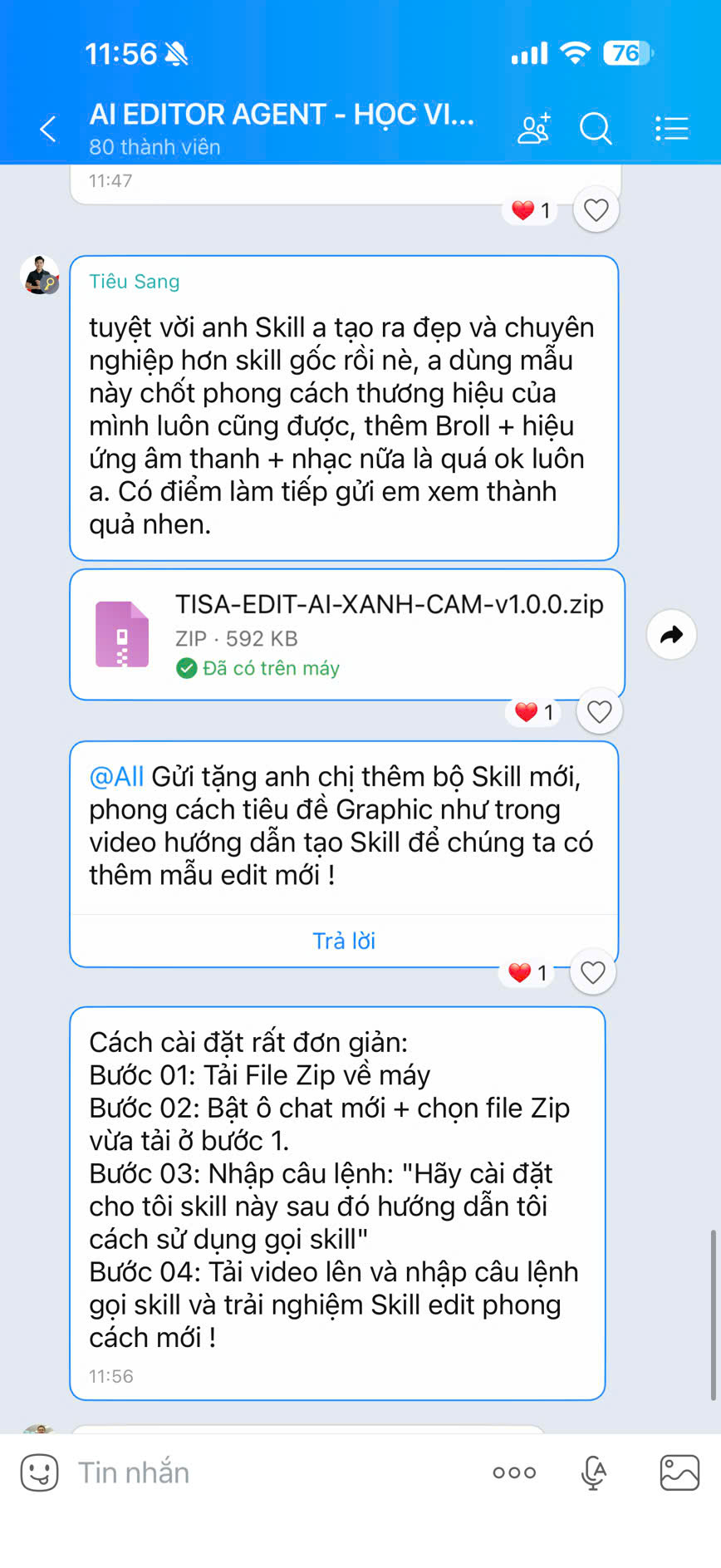 Học viên tạo Skill mới chuyên nghiệp và được hướng dẫn cài đặt để sử dụng